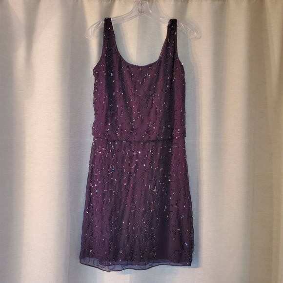 Plum Beaded Party Dress - Picture 4 of 6